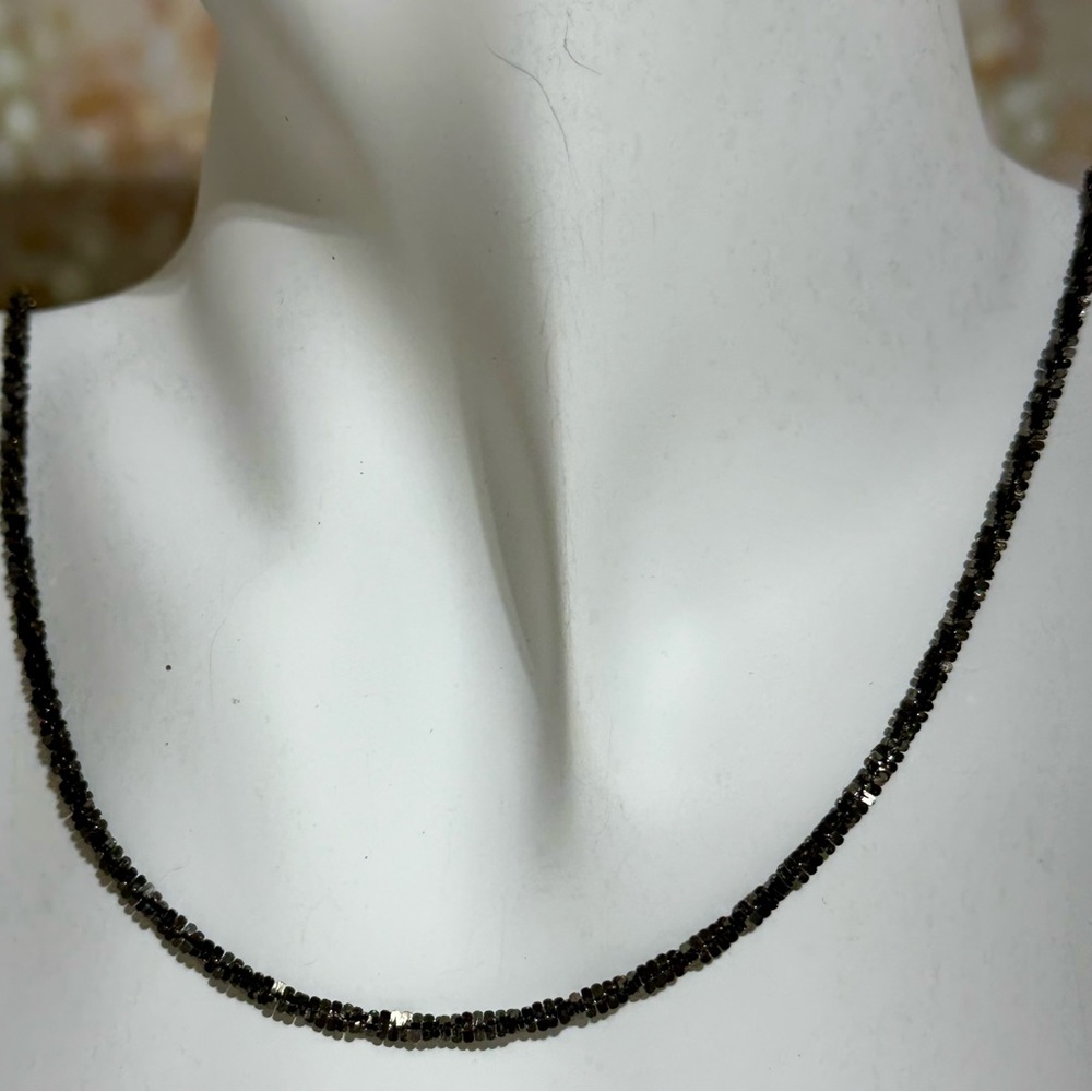 Rare Vintage 925 Gunmetal Diamond Cut Necklace